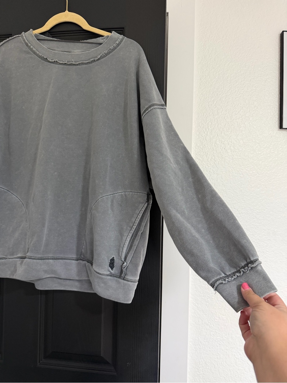 FP Movement by Free People Washed Charcoal Oversized Metti Distressed Crewneck - Picture 4 of 10